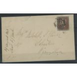 1841 1d red, L-G, used on cover with Norwich maltese cross, Tear in centre of cover.