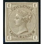 1882 4d grey-brown, plate 18, E-E. imperf Imprimatur Mint, fine.