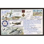 1990 Invasion Month cover signed by 7 Battle of Britain participants. Printed address, fine.