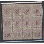 1880-83 3d on 3d lilac, LI/NL, block of 12, Mint or U/M.