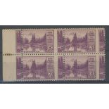 1934 National Parks 3c marginal block of 4 perforated vertically through all stamps causing all