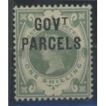 1887-90 Govt Parcels 1/- dull green Mint, fine. With 1988 RPS Cert.