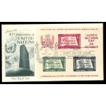 1955 10th Anniversary Min Sheet on FDC.