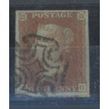 1841 1d red, plate 22, F/U, 4 large margins, fine.