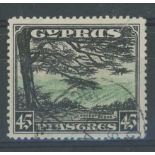 CYPRUS 1934 45pi green & black F/U, fine.