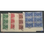 1935 Silver Jubilee set in Mint cylinder blocks of 6 each with Royal Parade Harrogate CDS on the