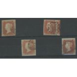 1841 1d red x 4 used,