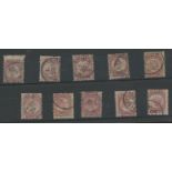 1870-79 ½d plates x 10 cds used.