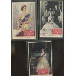 1953 Coronation 3 different Coronation picture postcards with 2½d value on front with Preston Road