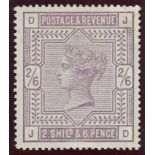 1883-84 Blued Paper 2/6d lilac Mint, fine. With 1960 RPS Cert.