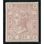 1873-80 2½d rosy mauve, plate 11, A-A, imperf Imprimatur Mint, fine.