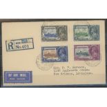 1935 Silver Jubilee set on registered commercial envelope to New Orleans, fine.