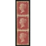 1841 1d red Royal Reprint vertical strip of 3 PF/RF Mint.