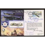 1990 The Night Blitz cover signed by 6 Battle of Britain pilots. Printed address, fine.