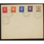 MEF: 1942 (March 2nd) set of 5 on plain FDC with Asmara Ferr. Pacchi Eritrea CDS.