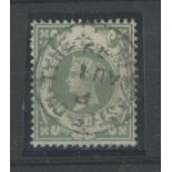 1887-92 1/- dull green F/U with central cds, fine.