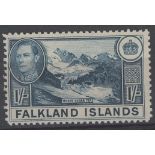 1938 1/- light dull blue U/M, fine.