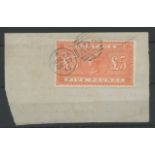 1867-83 £5 orange Forgery with forged Malta A25 handstamp on piece