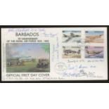 Barbados 1993 RAF 75th Anniv FDC signed by 7 Battle of Britain participants. Unaddressed, fine.