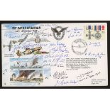 1990 Battle of Britain cover signed by 14 Battle of Britain participants. Printed address, fine.