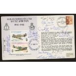 1980 Battle of Britain 40th Anniv signed by 10 Battle of Britain participants. Address label, fine.