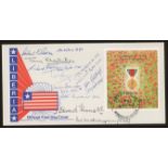Liberia End of World War II Min Sheet FDC signed by 11 World War II participants, with listing.