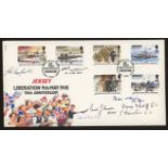 Jersey 1995 50th Anniv Liberation FDC signed by £ GC holders & 4 Battle of Britain participants.