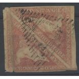 1d triangular pair used, 4 margins, but poor condition.