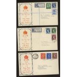1953-54 Tudor Crown set (except 1½d & 2½d) on 5 matching illustrated FDCs with Huddersfield reg CDS