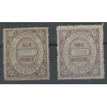 1864 Universal Private Telegraph Co. 6d unused & 1/- mint.