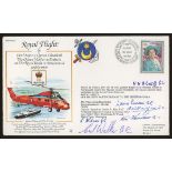 1990 Queen Mother single value RAF FDC signed by 6 GC holders. Printed address, fine.