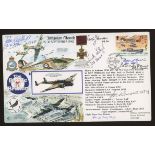 1990 Invasion Month cover signed by 7 Battle of Britain participants. Printed address, fine.