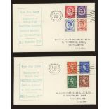 1959 Phosphor Graphite set on pair of Display FDCs with Southampton wavy line cancels.