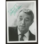 Robert Mitchum: Autographed 7" x 5" black & white photo, fine.