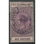 Fiscals: 1924 12/6d deep purple fiscally used, few short perfs.