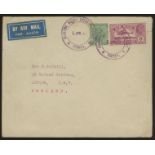 1933 (April 5th) Houston Mount Everest Flight cover bearing Indian stamps cancelled with Houston
