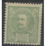 1895 King Carlos stamp in green with the black value omitted. Mint, fine.