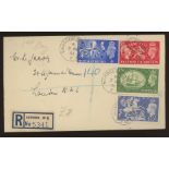 1951 Festival 2/6d, 10/- & commem set on plain FDC with Wardour St W1 reg CDS.