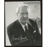 Edward Heath: Autographed 13 x 10 cm black & white photo, fine.
