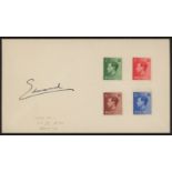 King Edward VIII: Autographed on uncancelled envelope bearing 1936 set, fine.