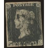 1840 1d black, M-C, used with black maltese cross, 4 margins.