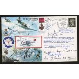 1990 The Skirmishing cover signed by 7 Battle of Britain participants. Printed address, fine.