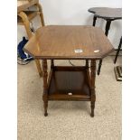 A SOLID TWO TIER MAHOGANY SIDE TABLE