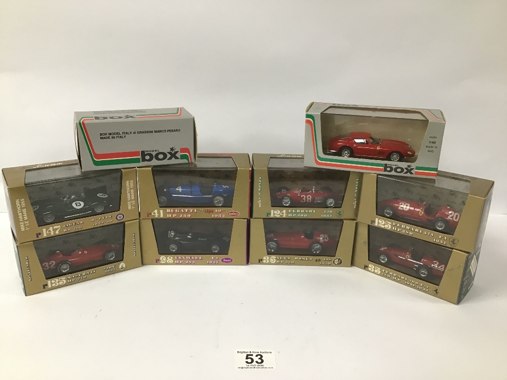 A GROUP OF EIGHT BRUMM VINTAGE DIE CAST MODELS, 1/43 SCALE, ALL BOXED, TOGETHER WITH ANOTHER TWO