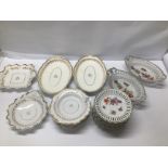 A VICTORIAN STAFFORDSHIRE 10 PIECE DESSERT SERVICE AND A CONTINENTAL 14 PIECE DESSERT SERVICE