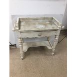 A VINTAGE SHABBY CHIC PAINTED WASHSTAND WITH DRAWER