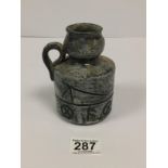 A VINTAGE NORWEIGAN ART POTTERY SINGLE HANDLED VESSLE, MAKERS MARK INDISTINCTLY VISIBLE TO BASE,