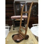 A VINTAGE WOODEN CHILDS SACK BARROW / TROLLEY 74 CMS