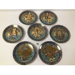 SEVEN ROYAL WORCESTER EGYPTIAN LEGENDS OF THE NILE PLATES 19 CMS DIAMETER