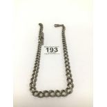 A HEAVY HALLMARKED SILVER VICTORIAN ALBERT WATCH CHAIN 63 GRAMS 43 CMS LENGTH